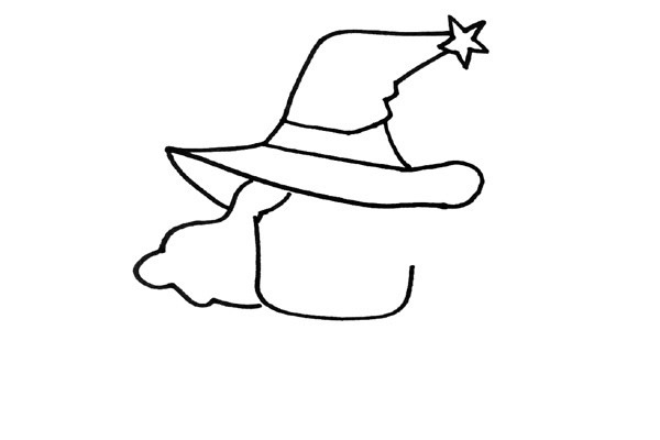 骑扫帚的小魔女简笔画