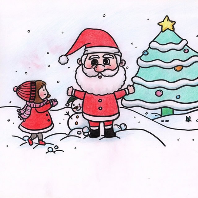 漂亮的圣诞节手绘简笔画图片素材