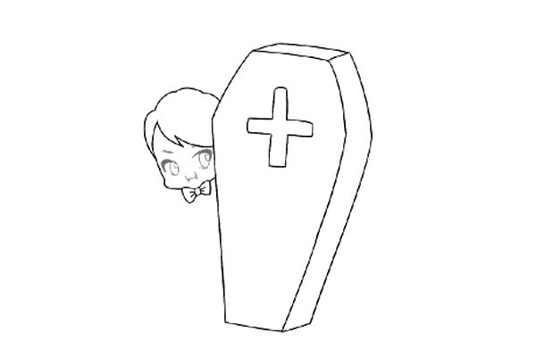 万圣节吸血鬼简笔画步骤三