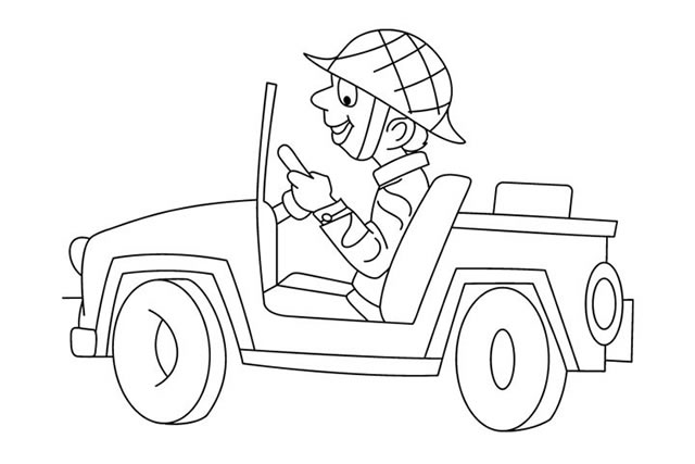 开着吉普车的士兵简笔画图片