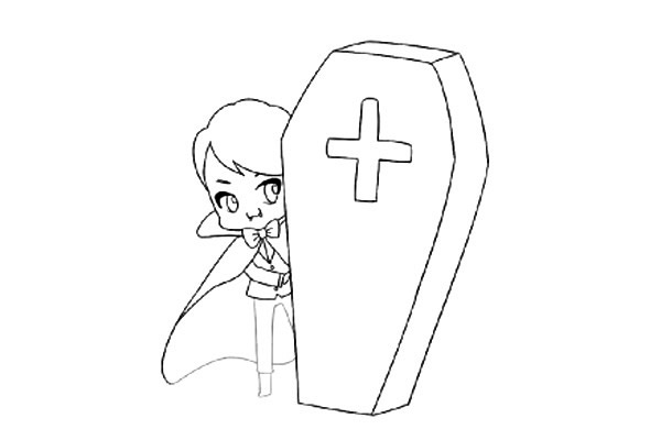 万圣节吸血鬼简笔画步骤六