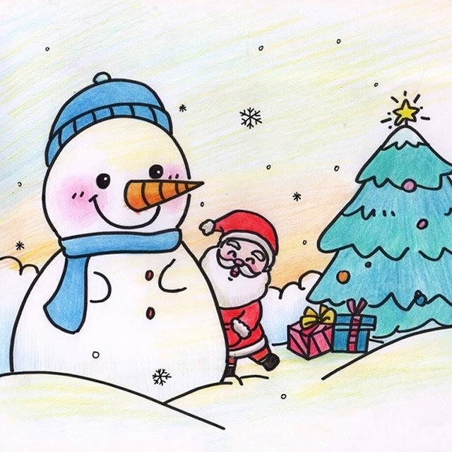 漂亮的圣诞节手绘简笔画图片素材