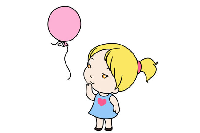 玩气球的小女孩简笔画