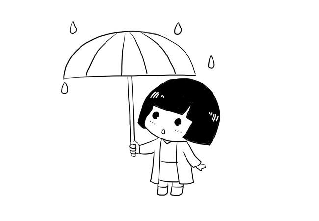 打雨伞的小女孩简笔画图片