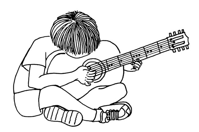 弹吉他的小男孩简笔画