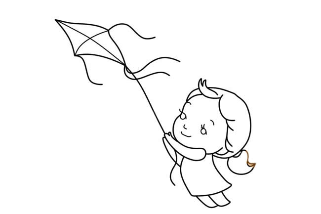 放风筝的小女孩简笔画
