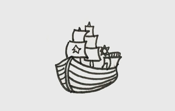 古代的船的简笔画步骤图片