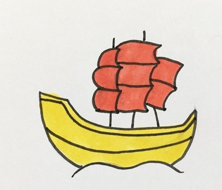 彩色帆船怎么画简笔画简单又好看