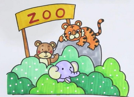 一步一步教画动物园,非常简单的动物园简笔画