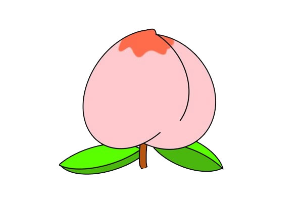 粉色桃子简笔画画法步骤图片