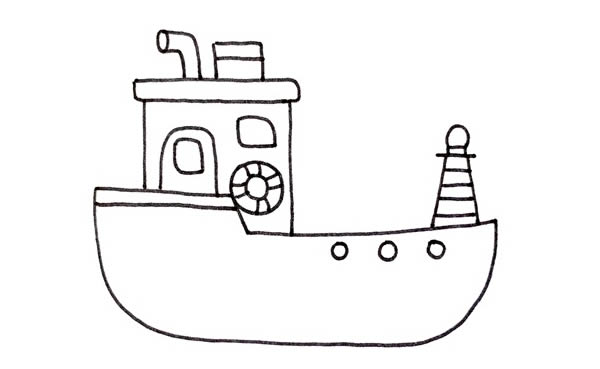渔船简笔画彩色画法步骤图片