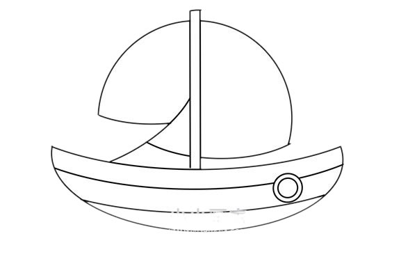 卡通帆船简笔画画法步骤图片