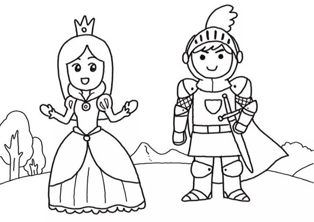 公主与勇士简笔画