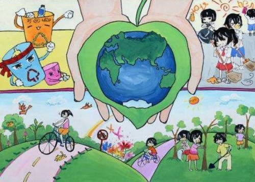 争做环保小卫士保护环境人人有责主题儿童画图片