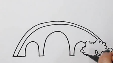 小桥怎么画简单又漂亮 小桥流水风景简笔画图片