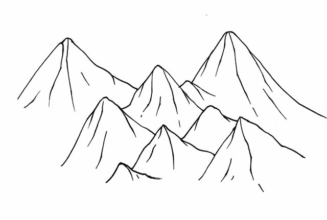 儿童画喜马拉雅山简笔画画法步骤教程