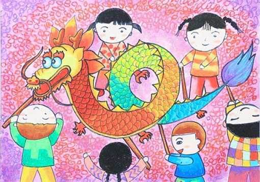 建国70周年欢度国庆节小学儿童画作品图片