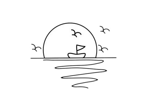 日出风景简笔画图片