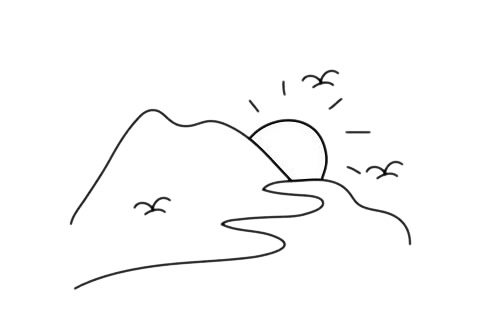 日出风景简笔画图片