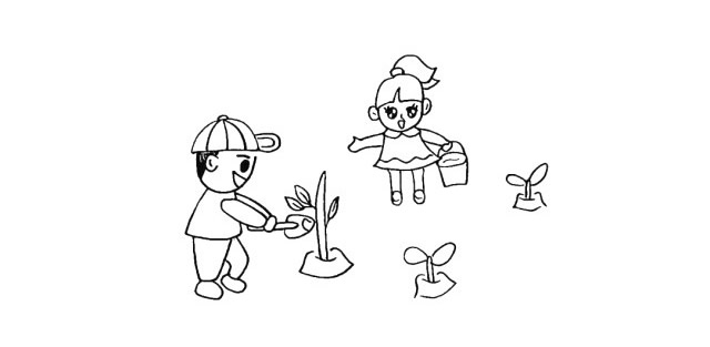 植树节简笔画