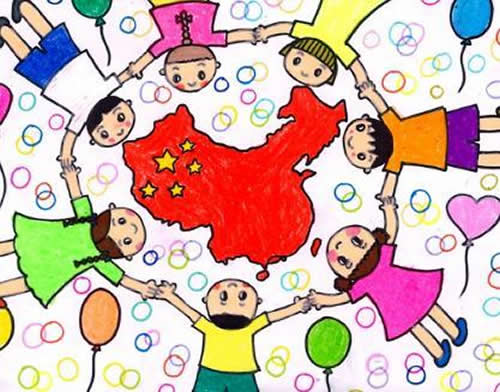 建国70周年国庆节赞美祖国儿童画