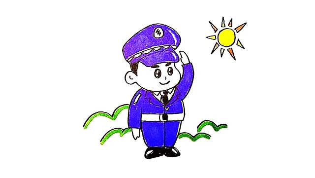 警察叔叔简笔画完成图