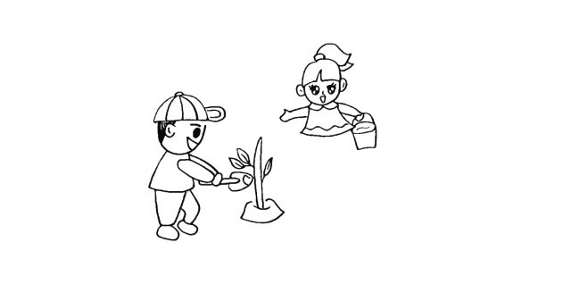 植树节简笔画