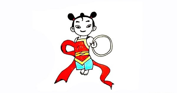哪吒简笔画彩色画法