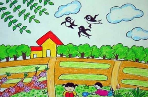 万物复苏春天到了儿童画