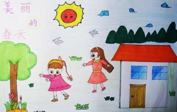 美丽的春天小学生儿童画图片