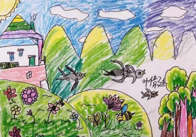 我心中的春天儿童画,小学生关于春的绘画