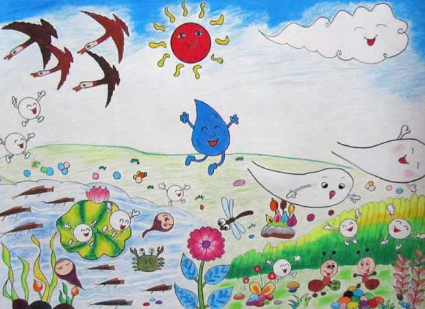 万物复苏春天到了儿童画