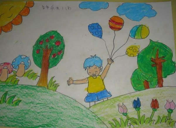 春暖花开儿童画图片