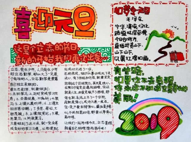 2021元旦快乐手抄报简单又漂亮