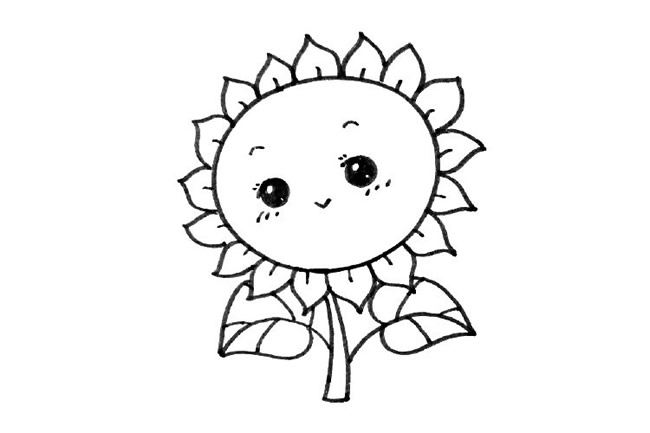 可爱向日葵简笔画步骤6