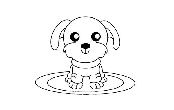 可爱卡通贵宾犬简笔画画法步骤图片