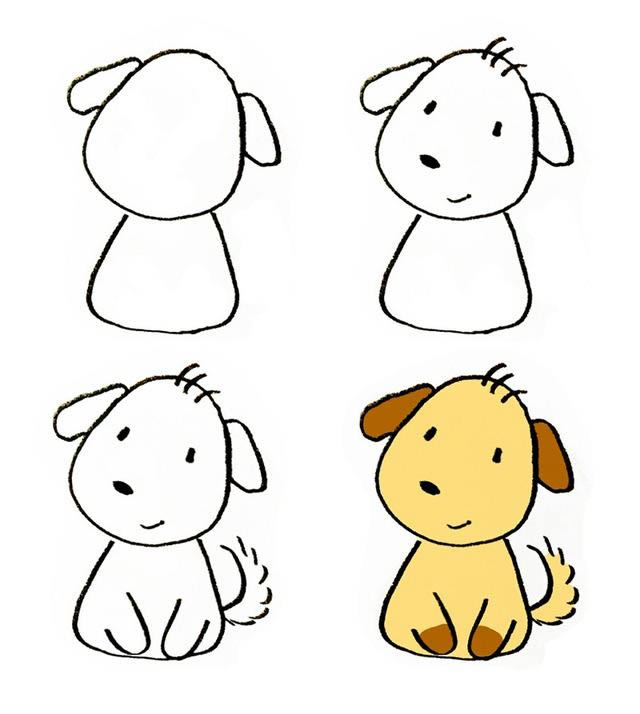 可爱的小黄狗简笔画步骤图片