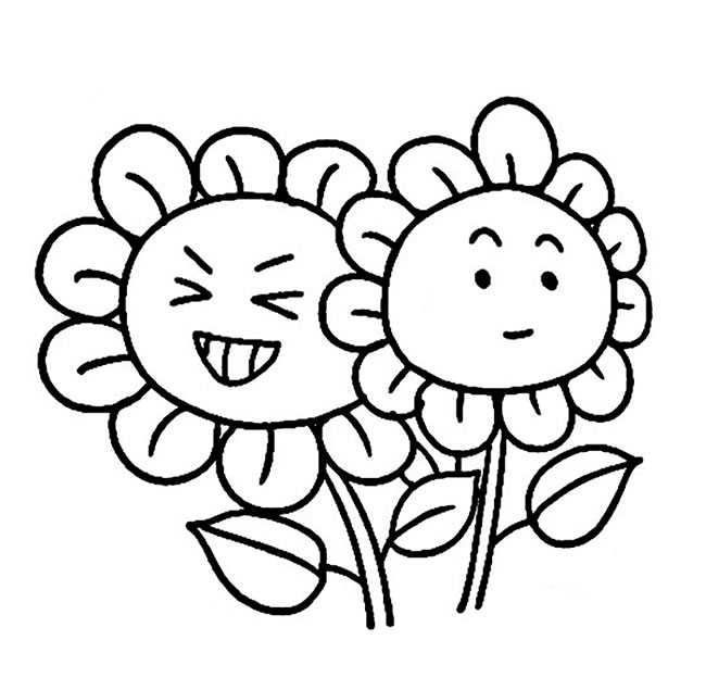 两朵可爱的卡通向日葵简笔画图片