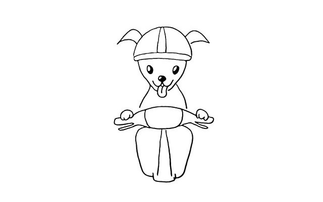 骑摩托的小狗简笔画步骤图