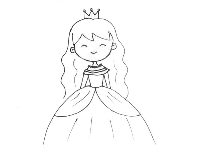 可爱的公主简笔画步骤图