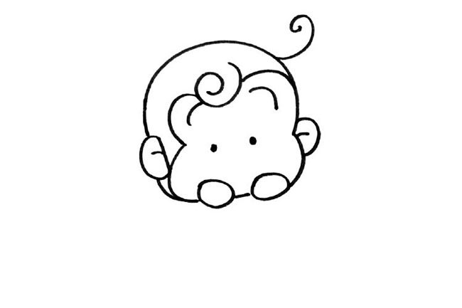 小猴子简笔画步骤3