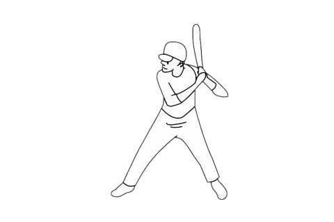 棒球运动员简笔画完成图