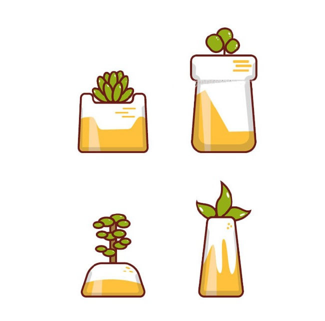 肉嘟嘟的盆栽小植物简笔画2