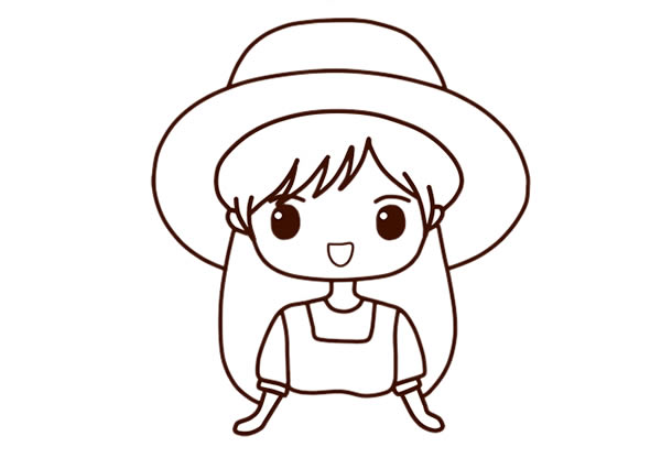 戴帽子的小女孩简笔画步骤画法教程/简单又可爱