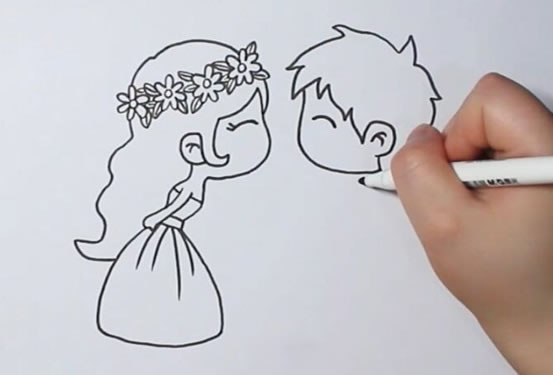 情侣怎么画_手绘卡通情侣简笔画画法步骤图解