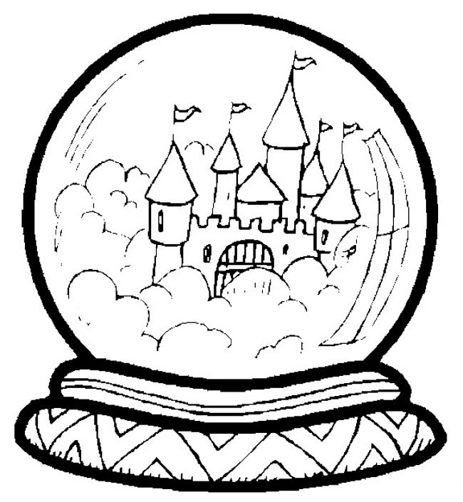 水晶球里的城堡物品简笔画步骤图片大全
