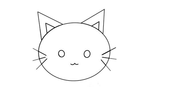 可爱呆萌小猫简笔画画法步骤图片