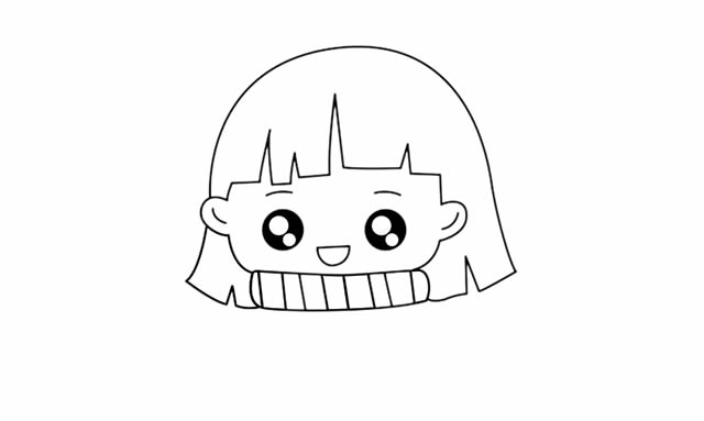 开心的小女孩简笔画精细画法
