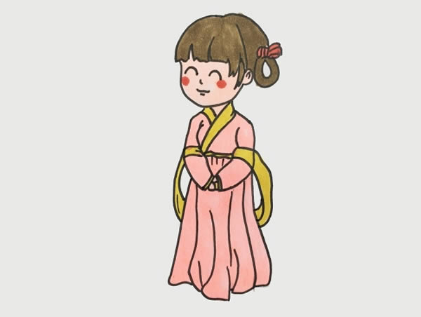 古代女子简笔画步骤图解 全身,简单又好看