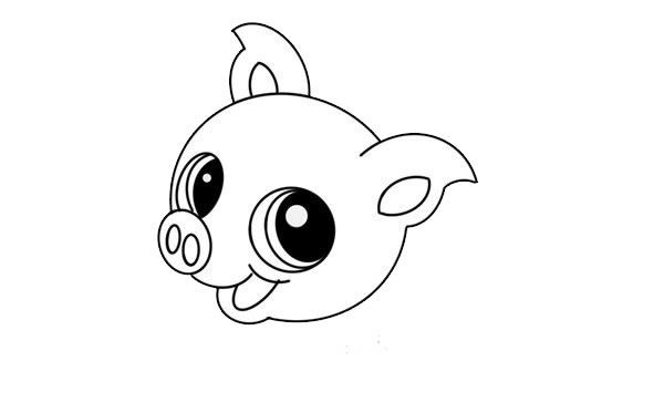 可爱卡通小猪简笔画画法步骤图
